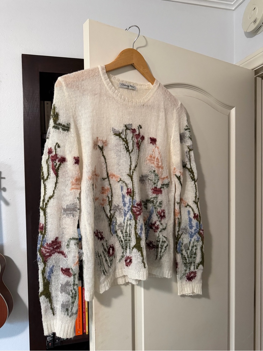 Dior Cream Floral Jacquard Crewneck Sweater